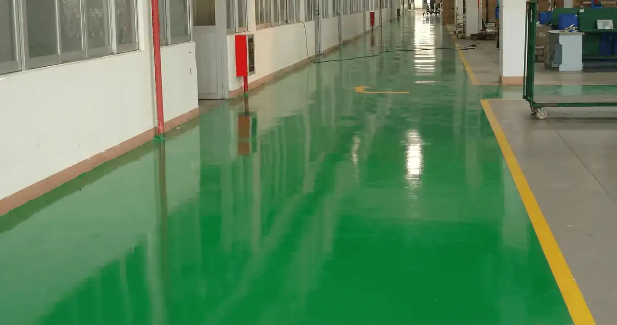 A factory floor professionally covered and marked with epoxy flooring in Charlotte, NC