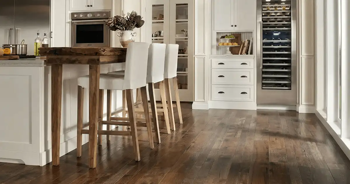 Professionally installed and refinished hardwood flooring in a residential home, showcasing smooth finish and natural wood tones in Charlotte, NC
