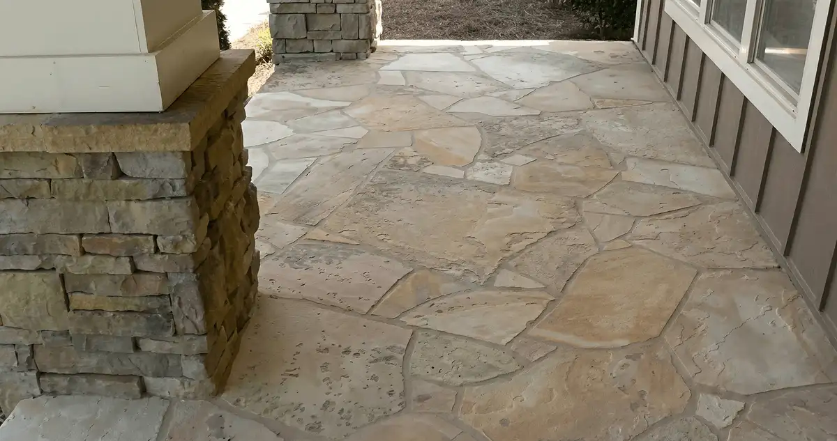 House entrance with professionally installed stone flooring in Charlotte NC