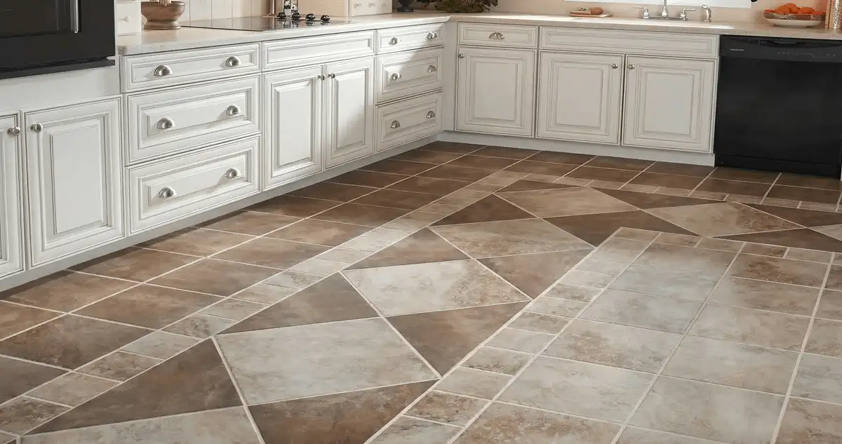 Kitchen with white cabinets and a professionally installed tile floor in Charlotte, NC